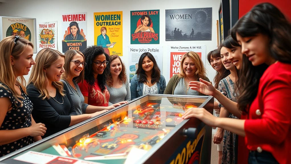 women promote pinball education