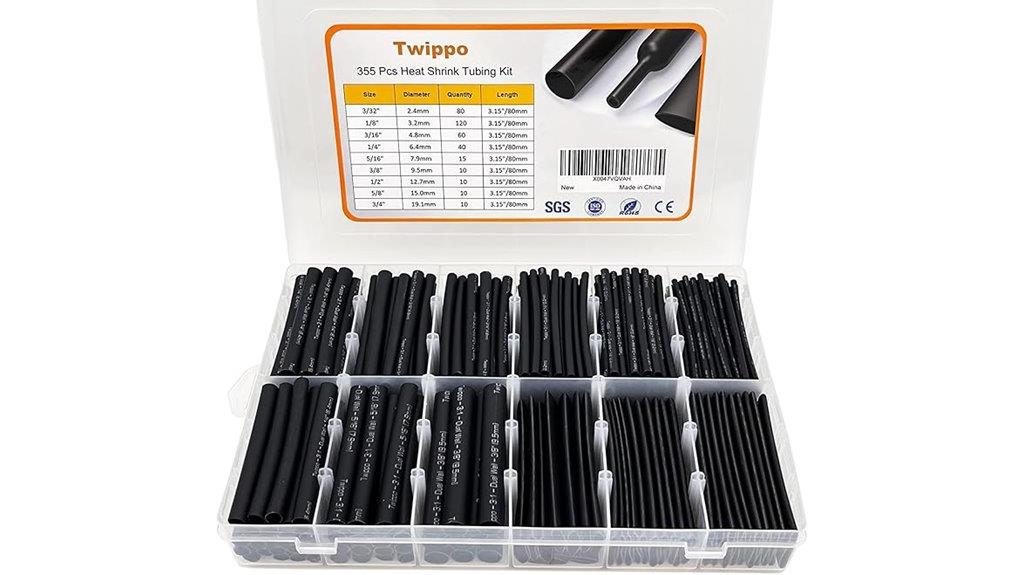 355 piece black heat shrink