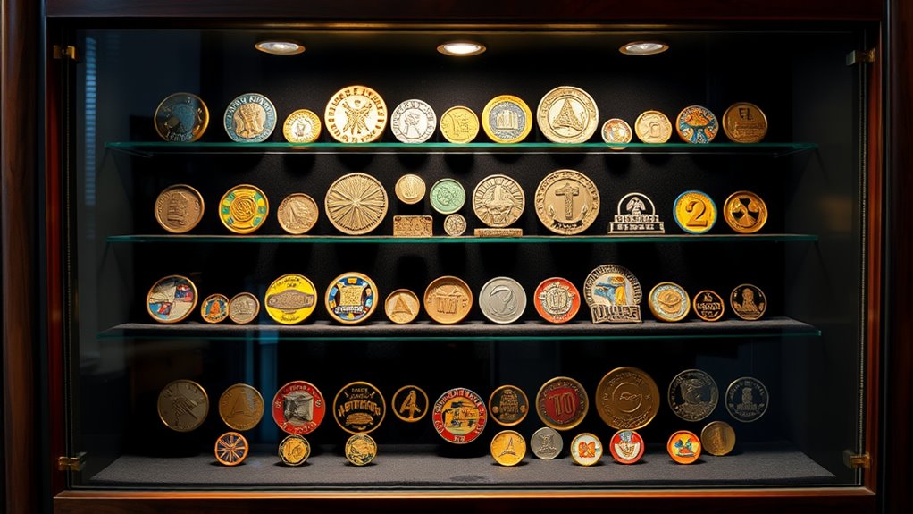 arcade token collection displays