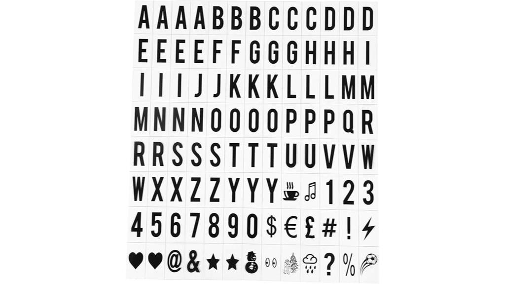 black lightbox letter set