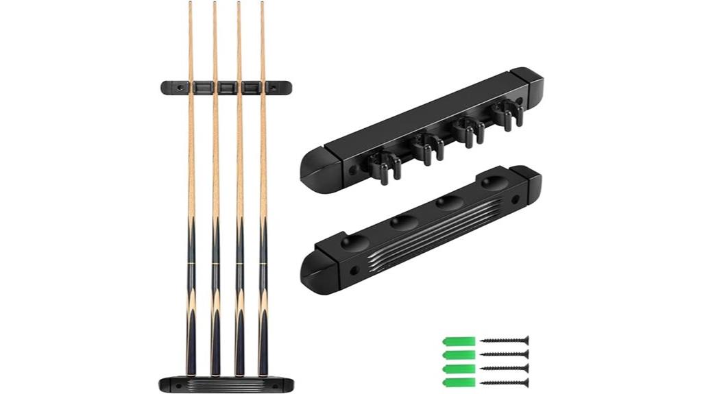 black wall mounted cue rack