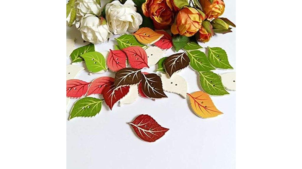 colorful wooden leaf buttons