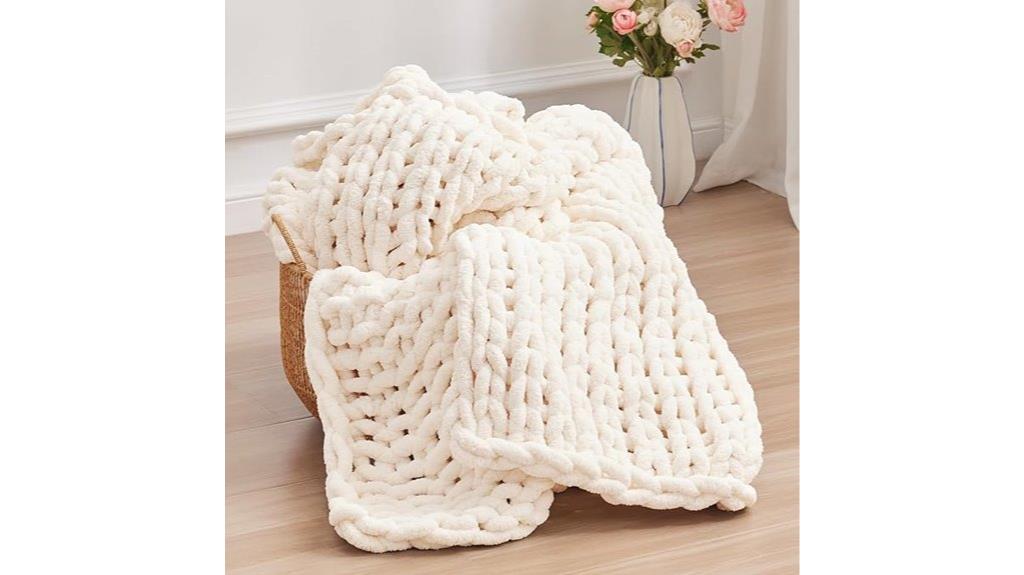cream chunky knit blanket