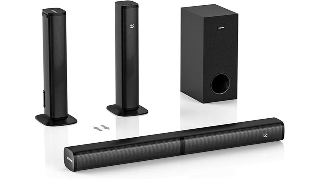 detachable sound bar with subwoofers