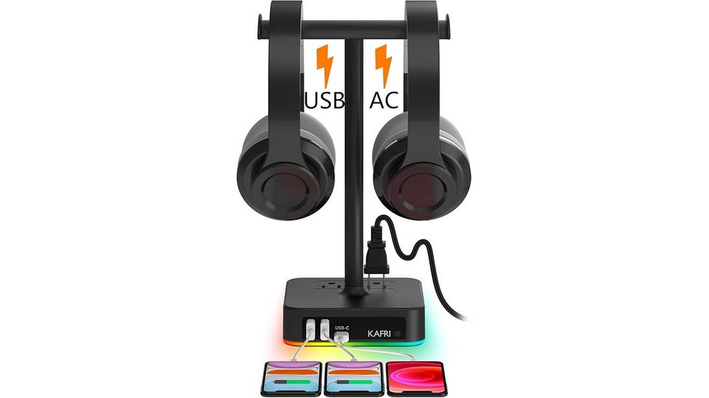 dual headphone stand with charger