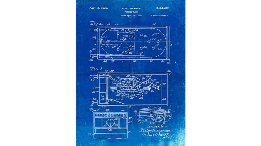 faded blueprint pinball patent
