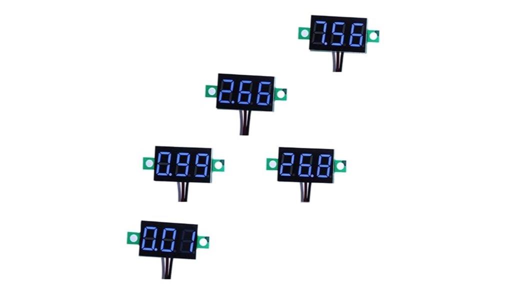 five blue led voltmeters