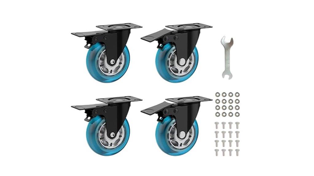 four wheel brake caster set
