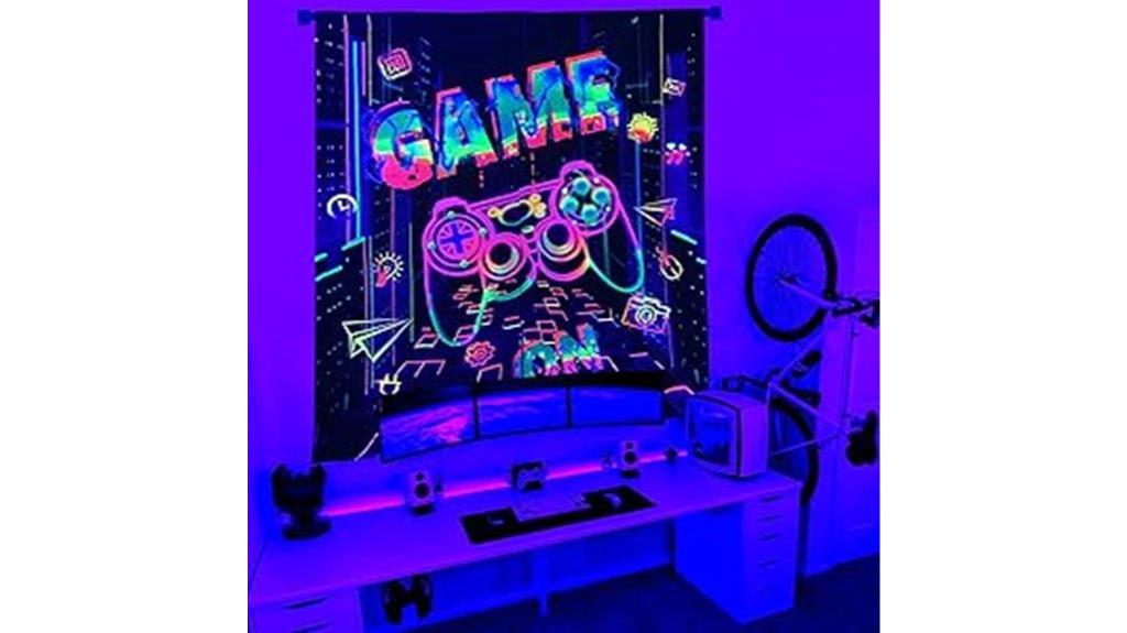 gamer blacklight bedroom curtains
