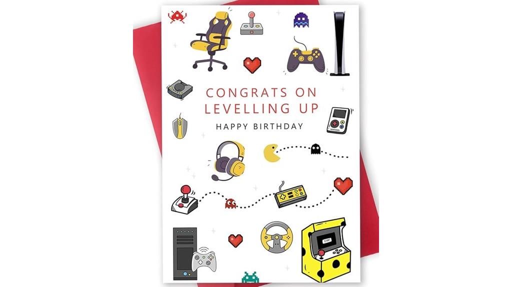 gaming birthday letterpress card