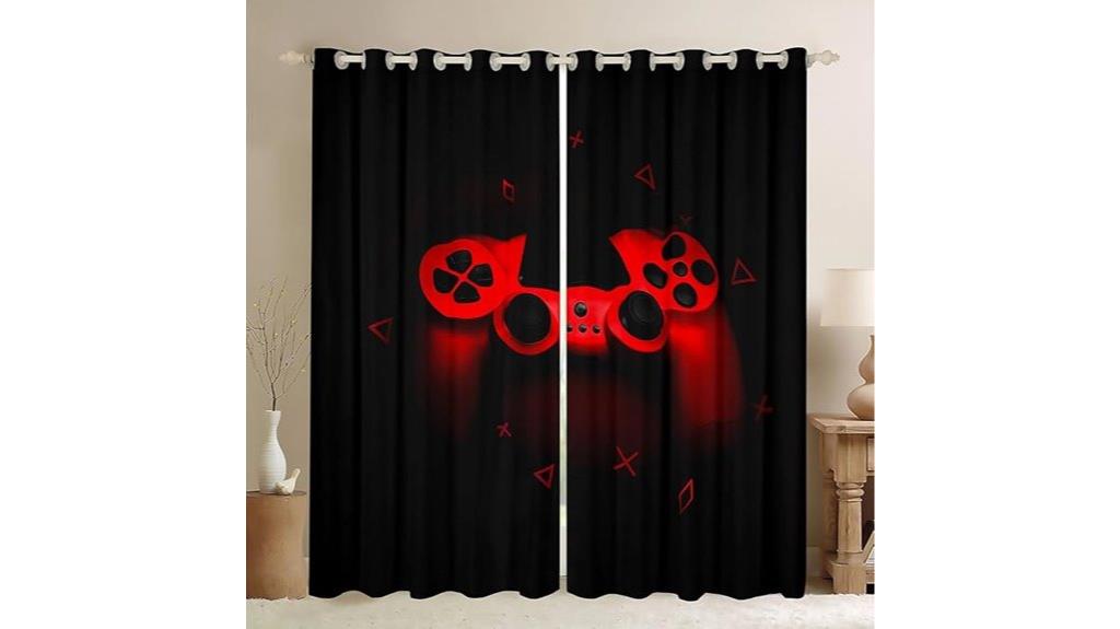 gaming room dark curtain
