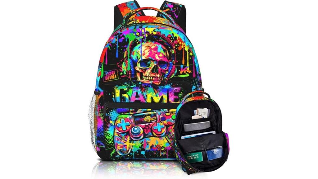 gaming themed boys backpack