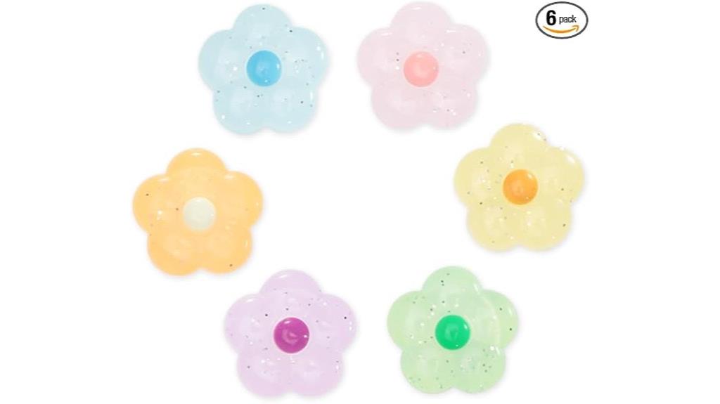glitter flower thumb caps