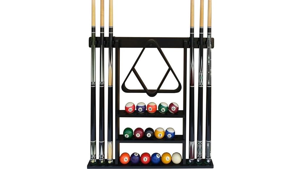 hardwood wall cue rack