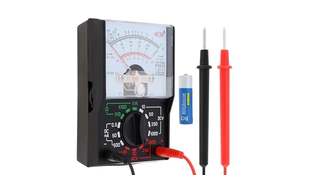 includes test leads battery