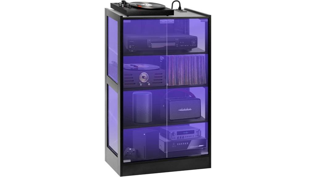 led lit four tier cabinet