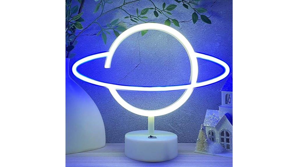neon planet light decor