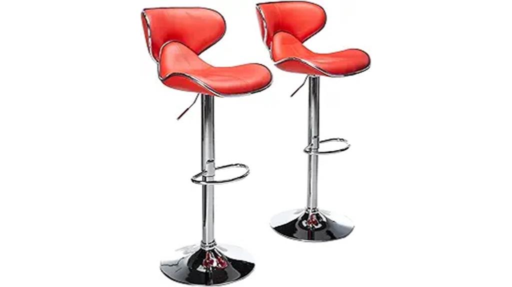red leatherette barstool set