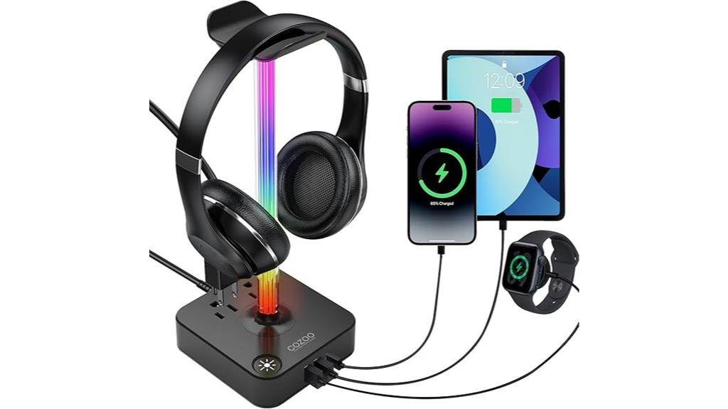 rgb headphone stand with usb