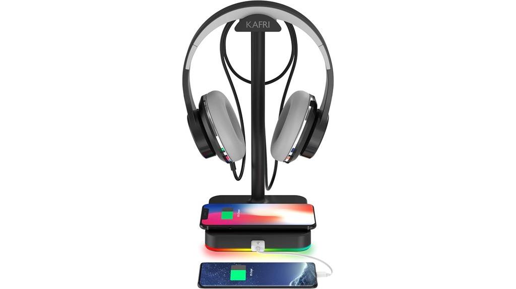 rgb headphone stand with wireless charger