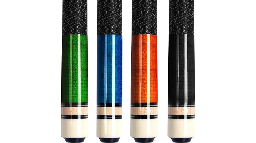 set of four maple cues