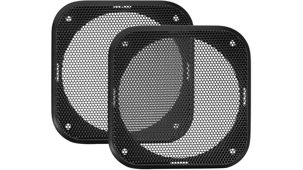 two metal speaker grilles
