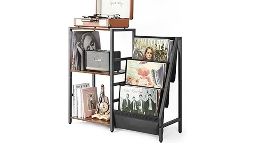 vintage record storage stand