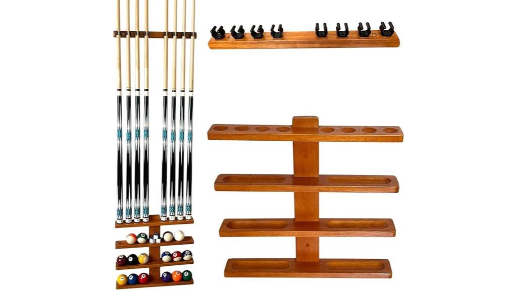 wall mounted hardwood cue rack
