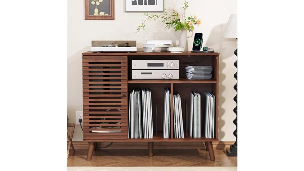 walnut record player stand