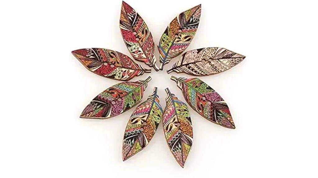 wooden buttons with leaf print