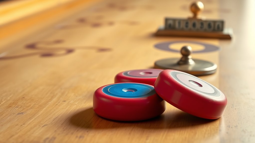 shuffleboard surface puck scoring