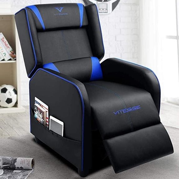 blue ergonomic gaming recliner
