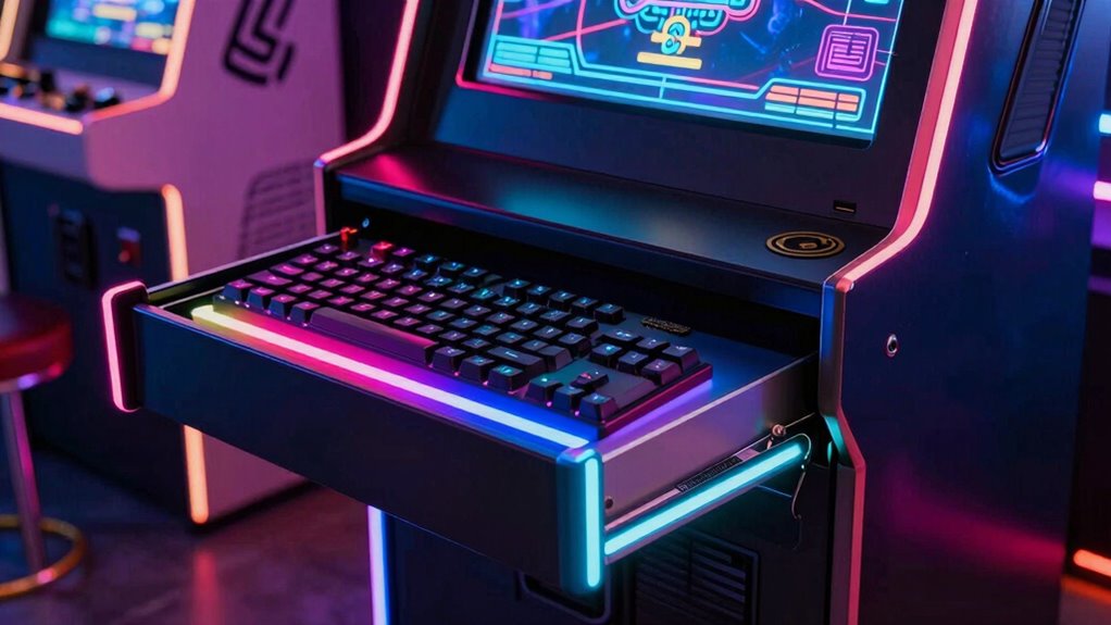 top arcade cabinet keyboard drawers