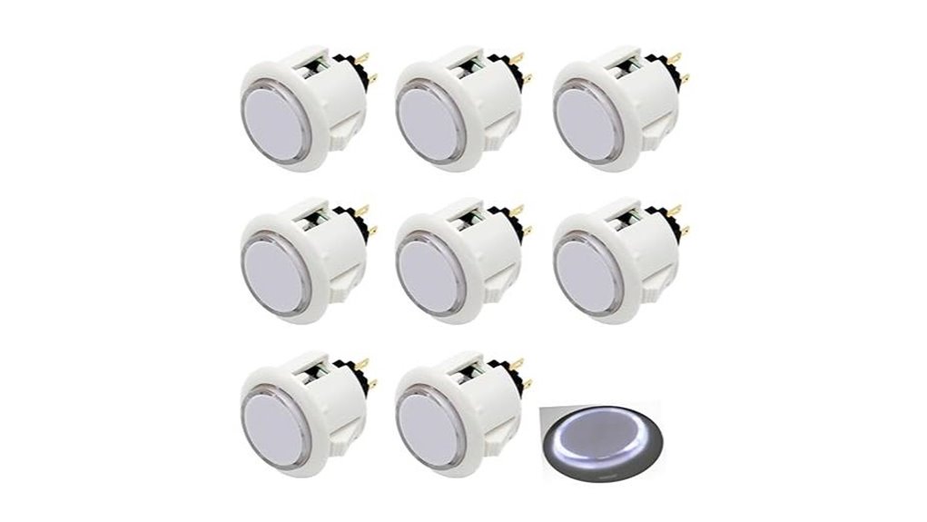 white illuminated arcade buttons