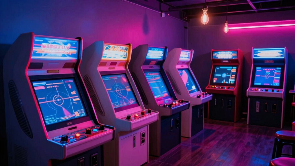 layered vibrant arcade lighting