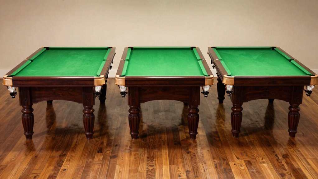 pool table size comparison