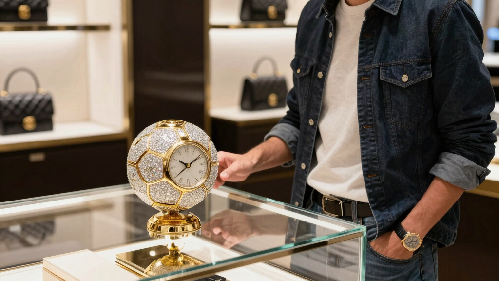 Louis Vuitton Offers a Soccer Ball-Shaped Gold and Diamond Clock as Part of a Special Collaboration