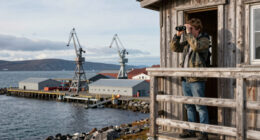 timber observation tower reinterprets kola bay’s industrial shoreline in russia